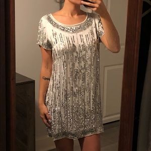 White and Silver Sequin Dress